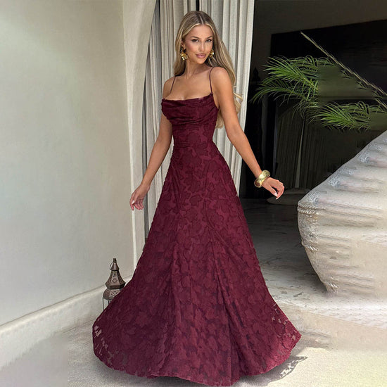 Spice Girl Wind Wine Red Dress With Suspenders